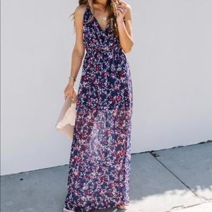 NWT VICI Illustrate Floral Shimmer Maxi Dress